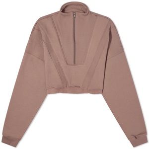 JOAH BROWN CROPPED HALF ZIP PEPPERCORN